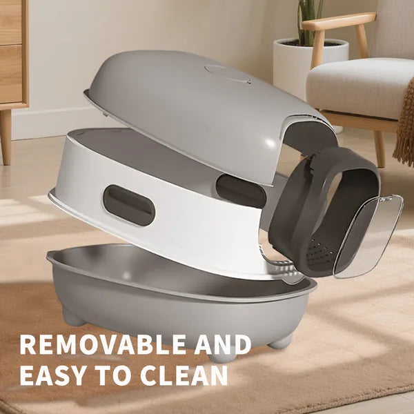 High-Capacity Enclosed Cat Litter Box - Odor Lock Lid