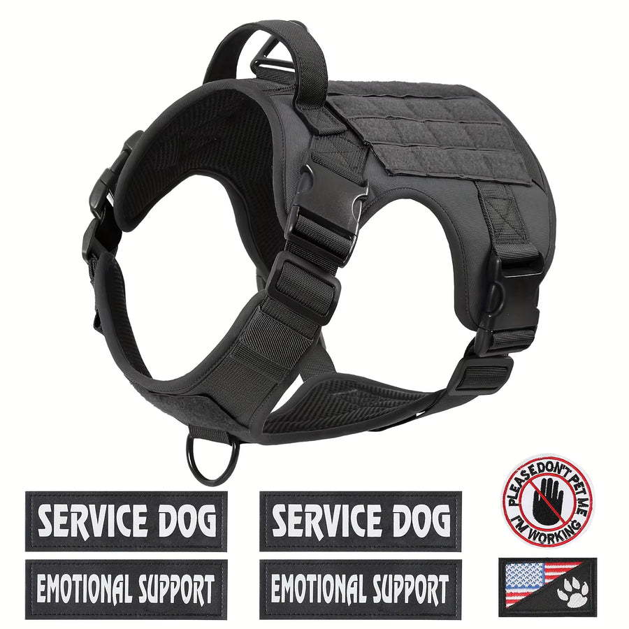 Tactical Service Dog Harness Vest - Reflective with Handle