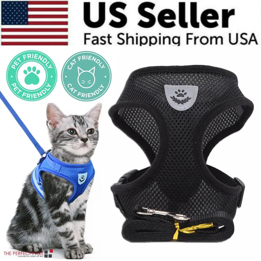 Reflective Cat & Dog Harness with Leash - Soft Vest