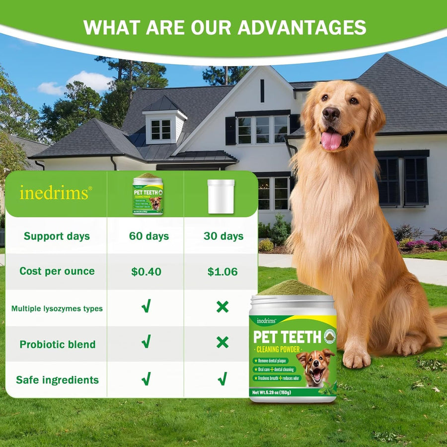 Pet Dental Powder - Fresh Breath Food Topper for Dogs & Cats