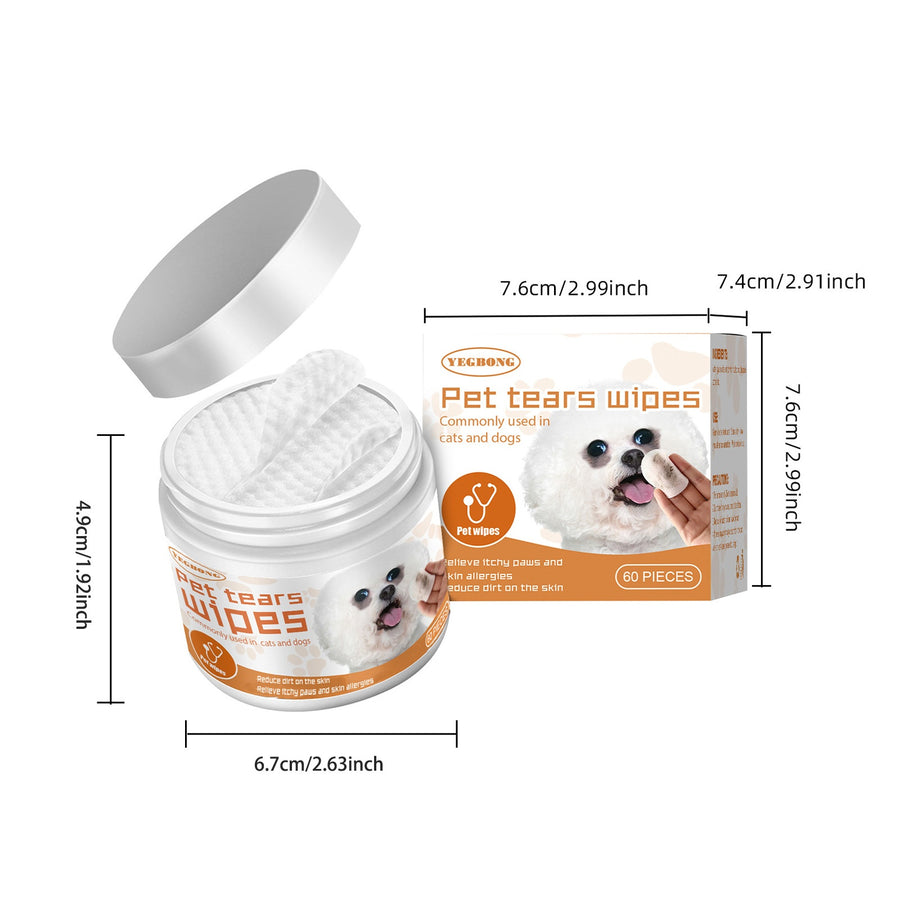 Pet Eye & Tear Stain Wipes - Gentle Cleaning Pads