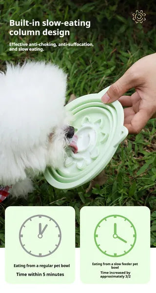 3-in-1 Collapsible Travel Dog Bowl - Slow Feeder