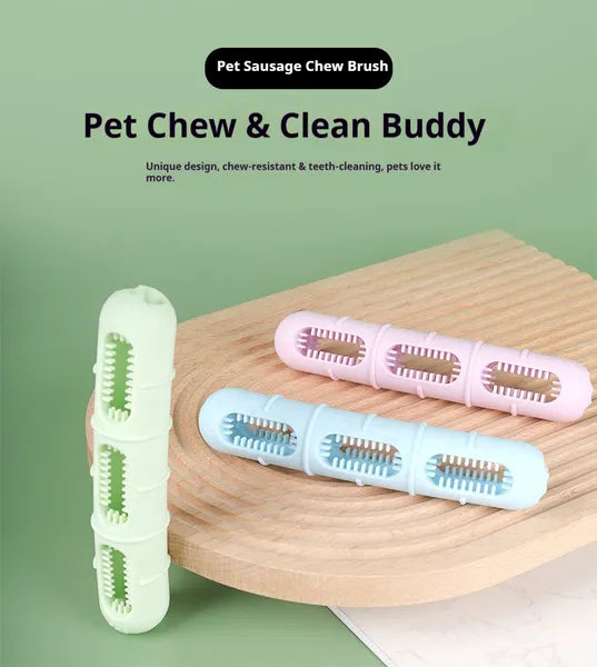 Dog Toothbrush Chew Toy - Teeth Cleaning Sausage Brush