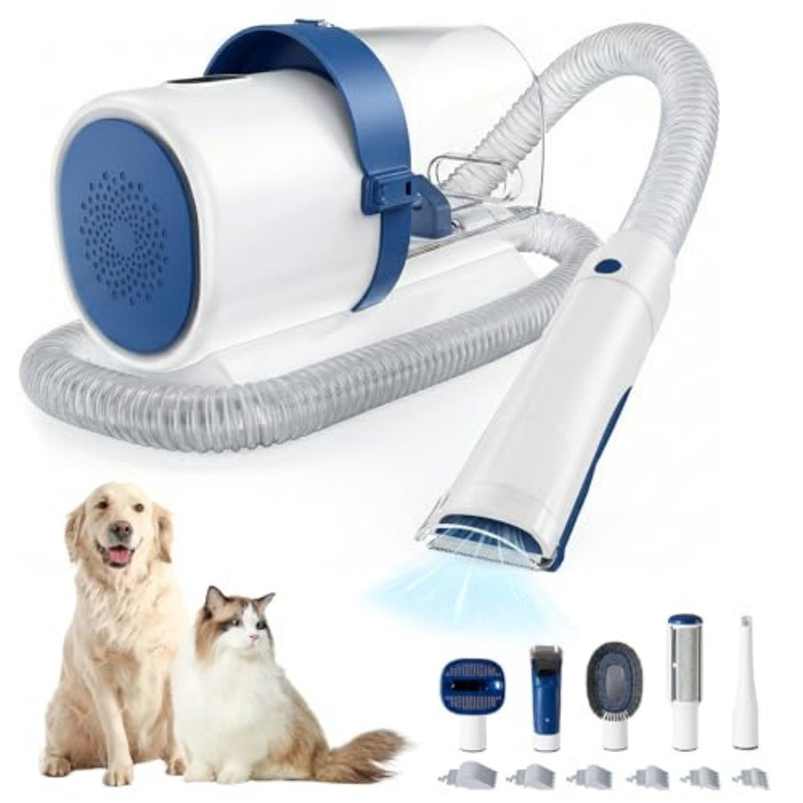 Dog Grooming Vacuum Kit - 2.5L Cup, Cordless Clippers & 5 Tools