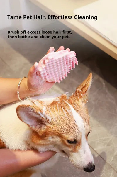 Dog Bath Massage Brush - Soft Rubber Shampoo Brush