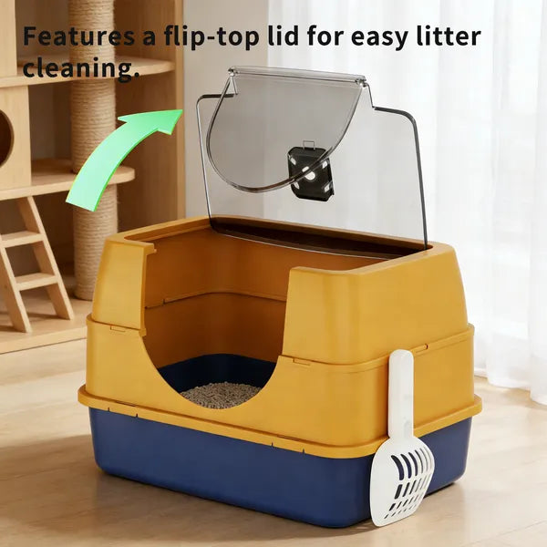 Hooded Cat Litter Box - Odor Locking for Large Cats