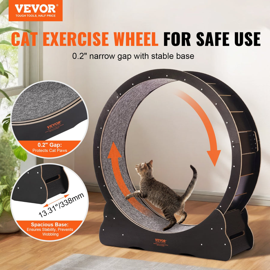Large Cat Exercise Wheel 43" - Quiet Indoor Cat Treadmill