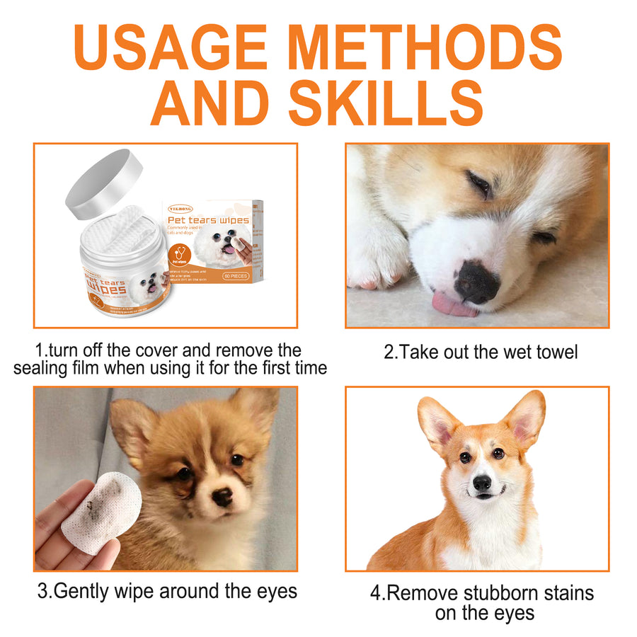 Pet Eye & Tear Stain Wipes - Gentle Cleaning Pads