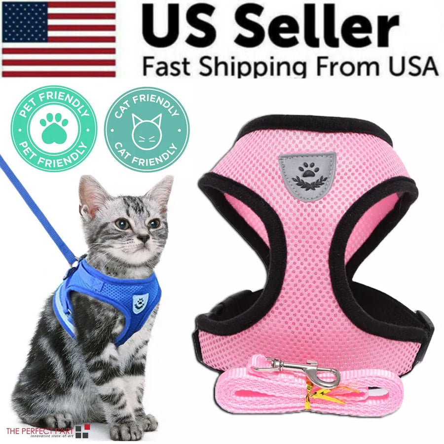 Reflective Cat & Dog Harness with Leash - Soft Vest