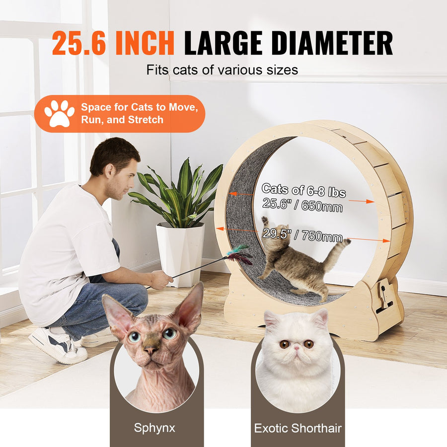 Cat Exercise Wheel 29.5" - Quiet Indoor Cat Treadmill