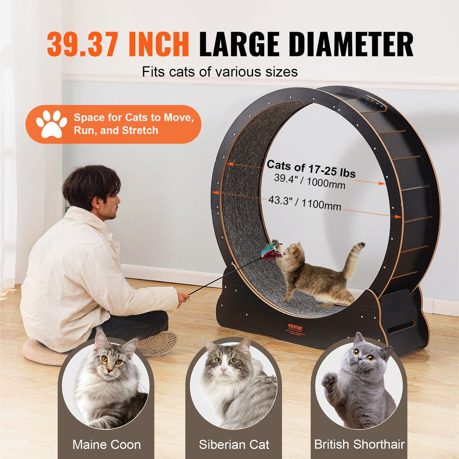 Large Cat Exercise Wheel 43" - Quiet Indoor Cat Treadmill