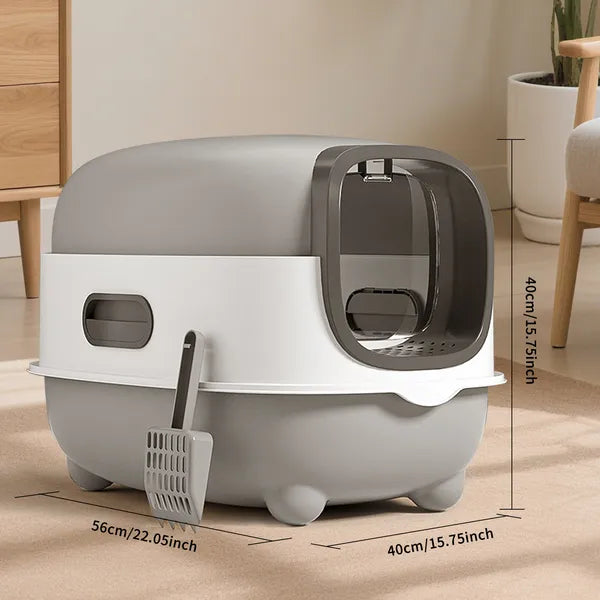 High-Capacity Enclosed Cat Litter Box - Odor Lock Lid