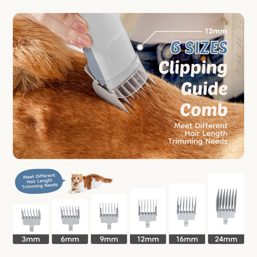 Dog Grooming Vacuum Kit - 2.5L Cup, Cordless Clippers & 5 Tools