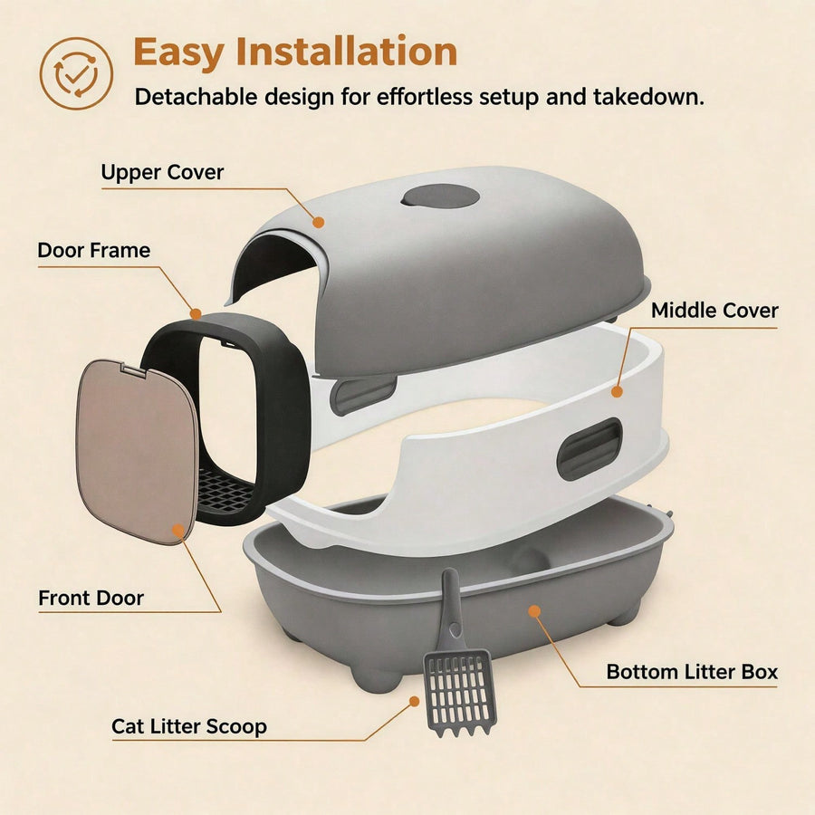 Enclosed Cat Litter Box with UV Light - Extra Large Flip Top