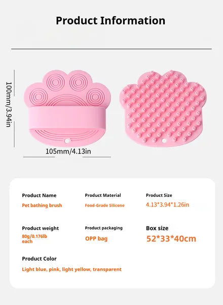 Dog Bath Massage Brush - Soft Rubber Shampoo Brush
